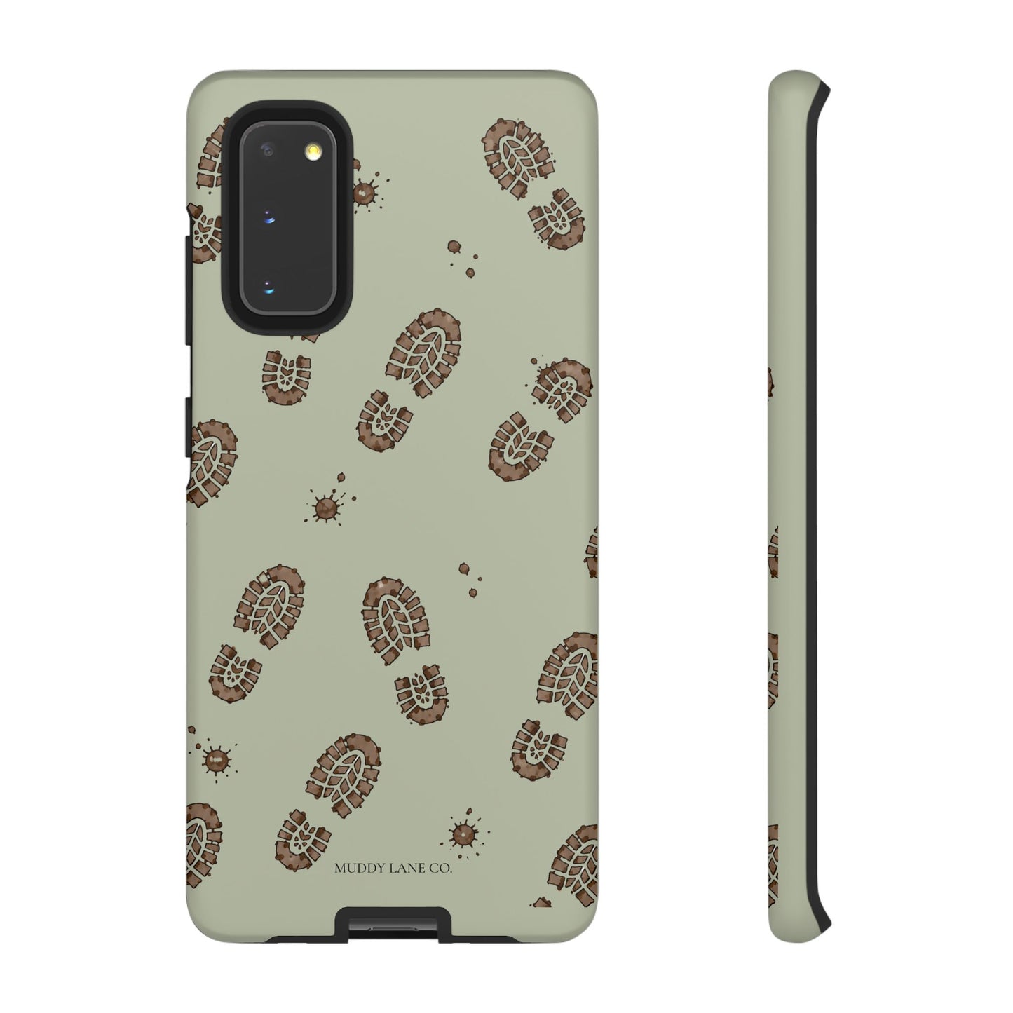 Muddy Boot Print Tough Phone Case in Light Sage Matte