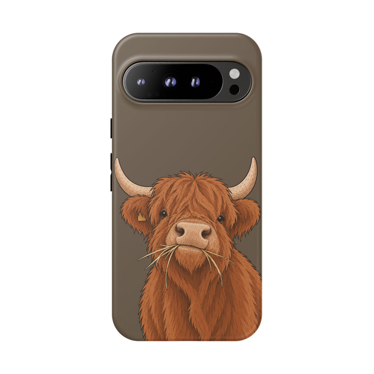 Highland Cow Close-Up Tough Phone Case in Taupe Brown Matte