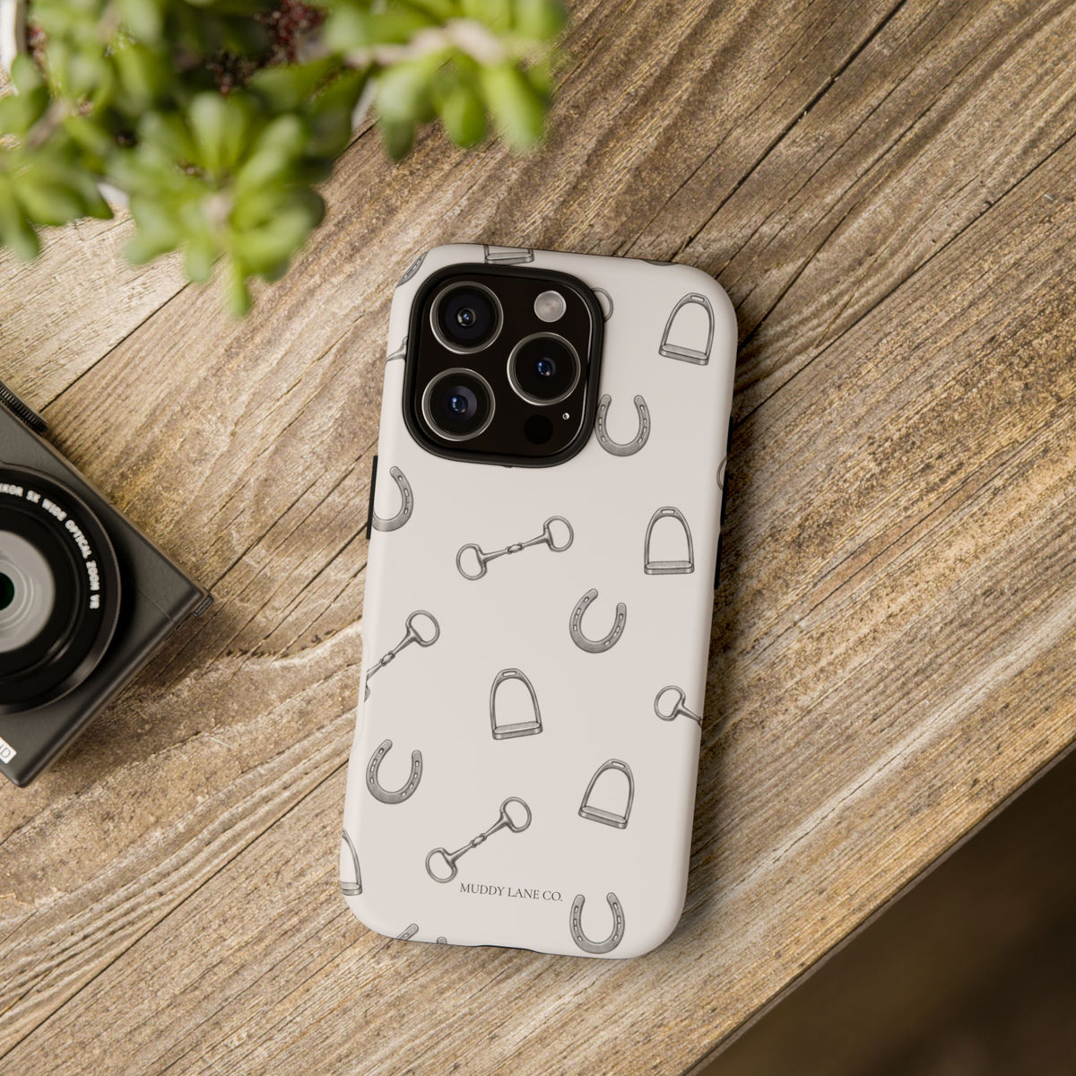 Tack Room Pattern Tough Phone Case in Warm Cream Matte