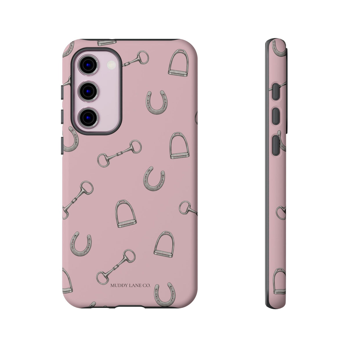 Tack Room Pattern Tough Phone Case in Soft Rosette Pink Matte