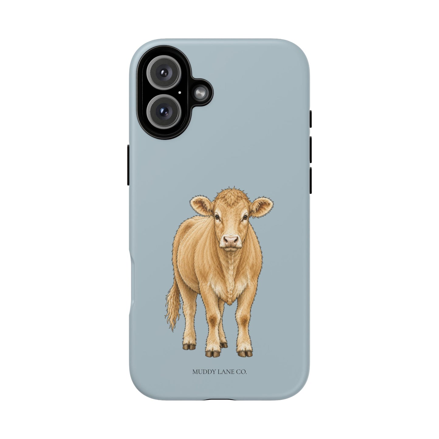 Farm Cow Tough Phone Case in Dusty Blue Matte