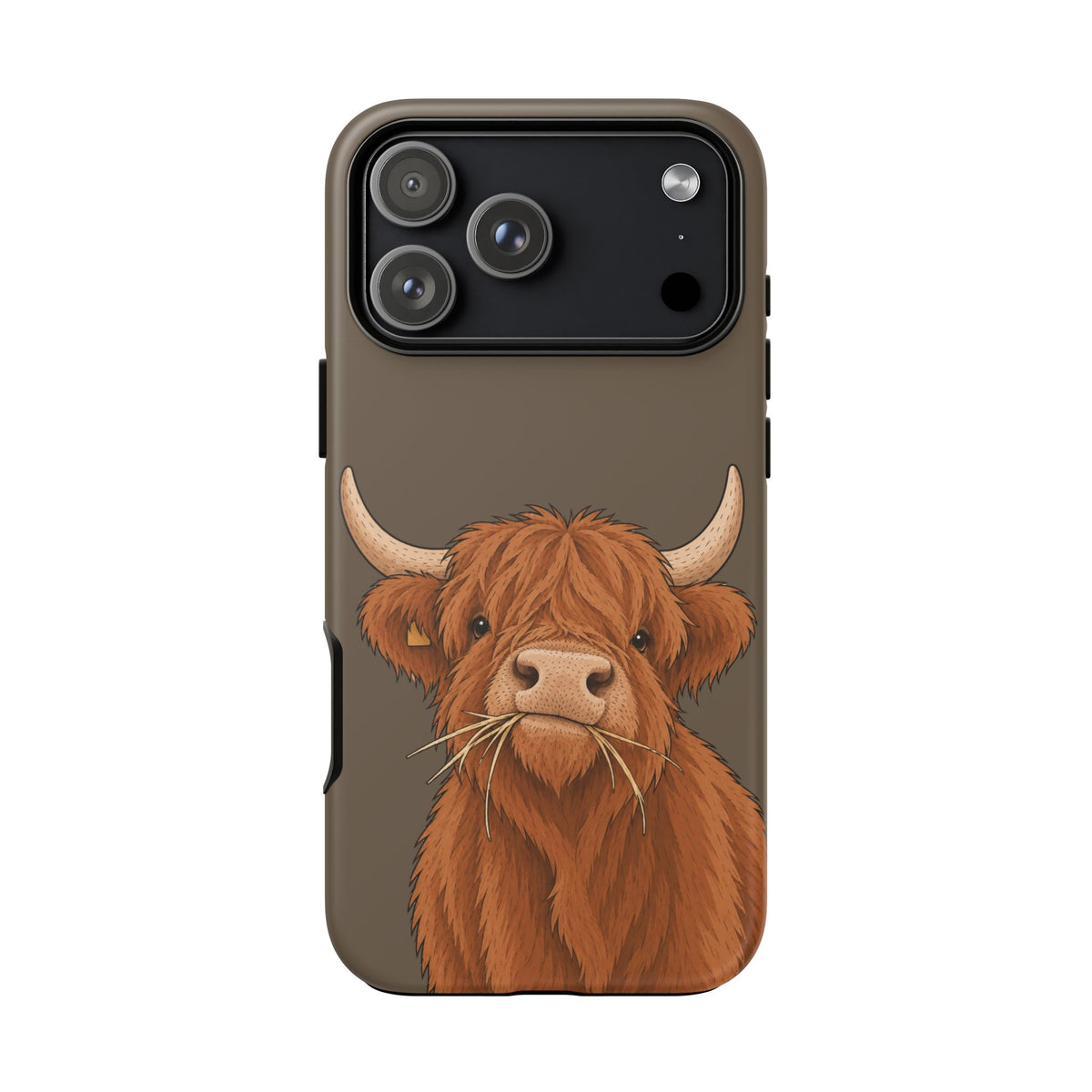 Highland Cow Close-Up Tough Phone Case in Taupe Brown Matte