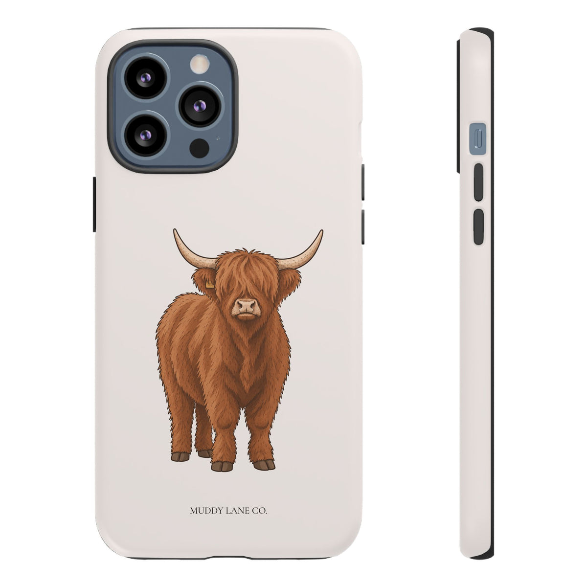 Highland Cow Tough Phone Case in Warm Cream Matte