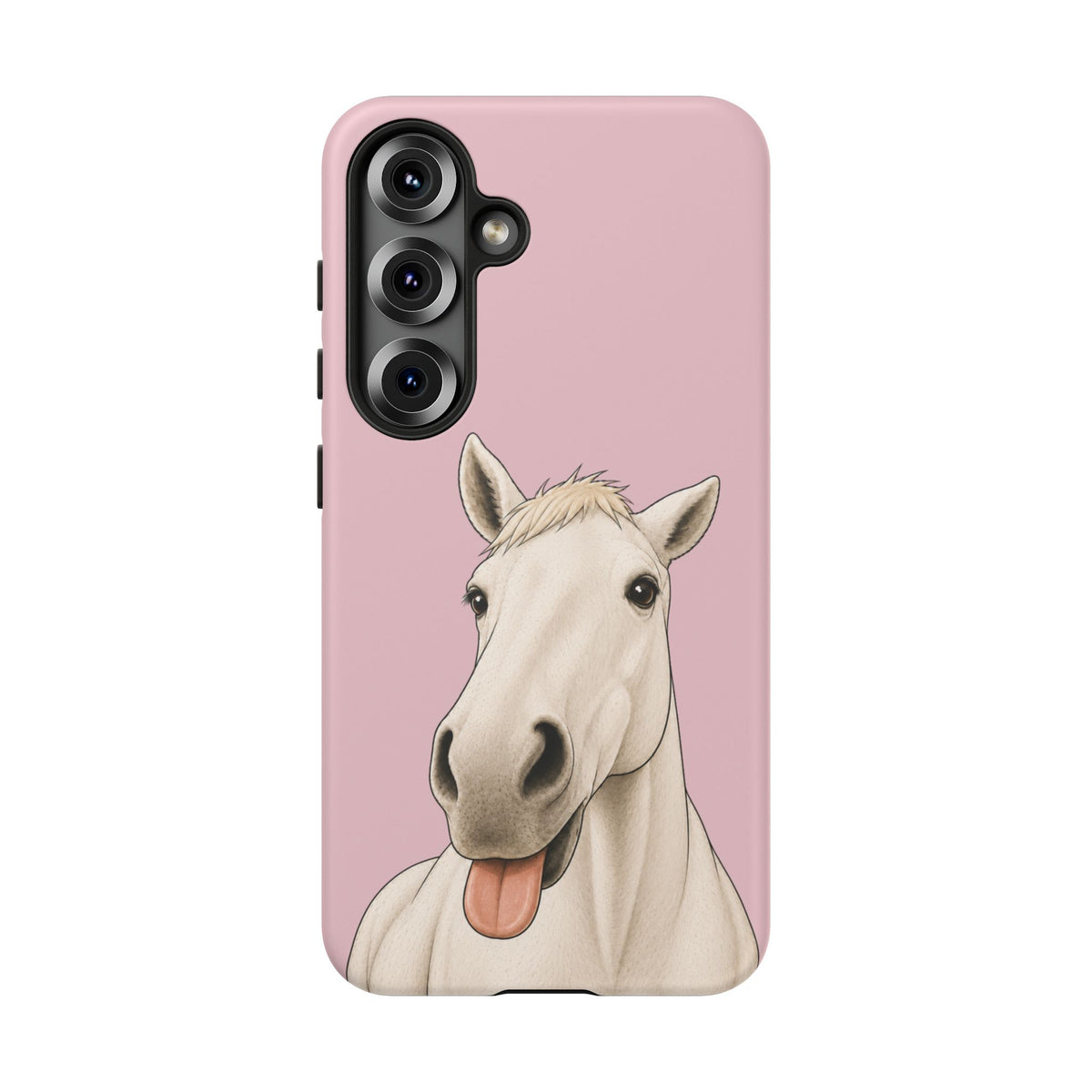 Silly White Horse Tough Phone Case in Soft Rosette Pink Matte