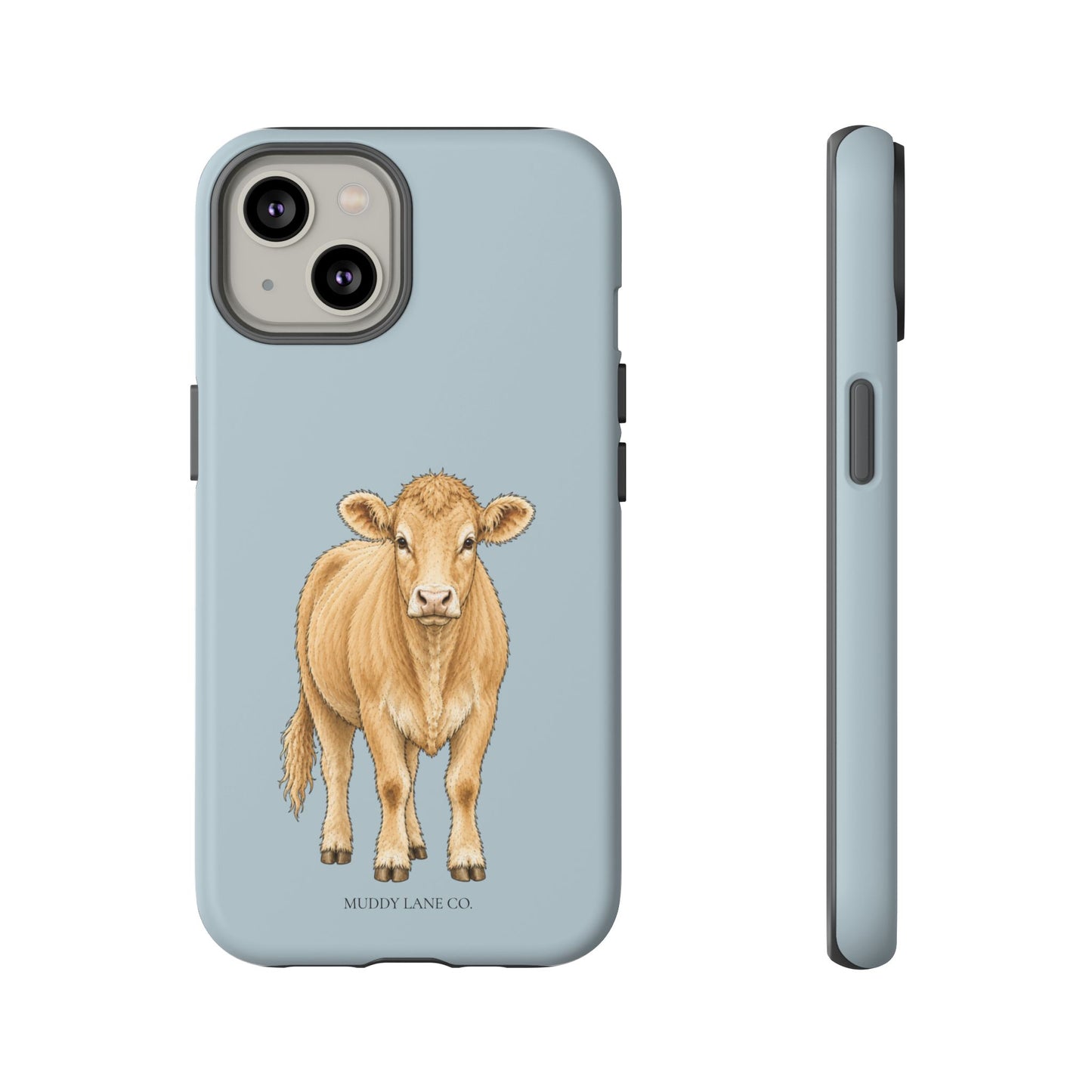 Farm Cow Tough Phone Case in Dusty Blue Matte