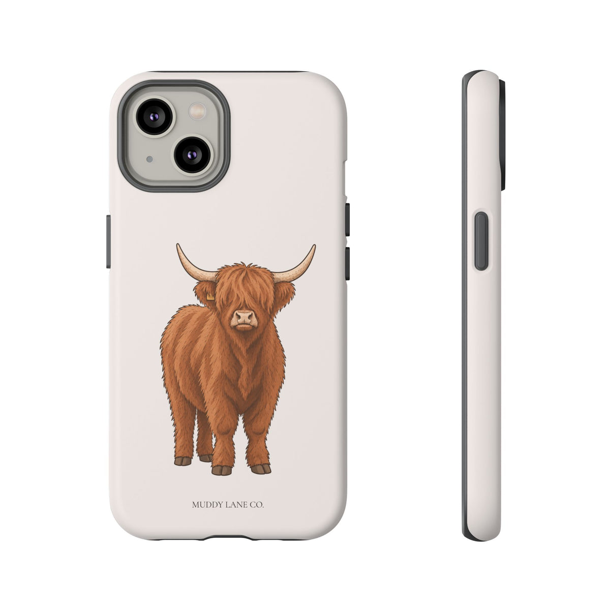 Highland Cow Tough Phone Case in Warm Cream Matte