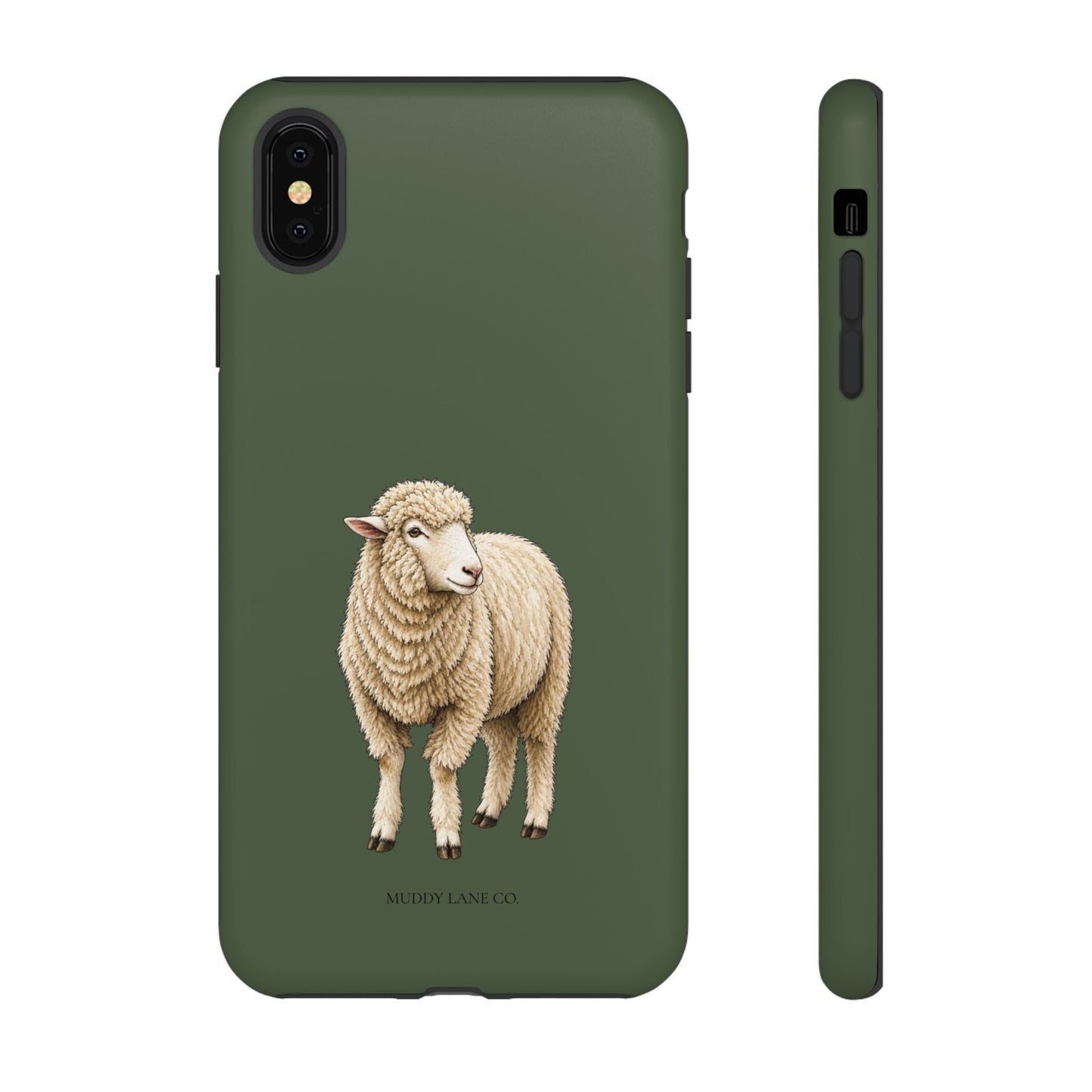 Sheep Tough Phone Case in Forest Green Matte