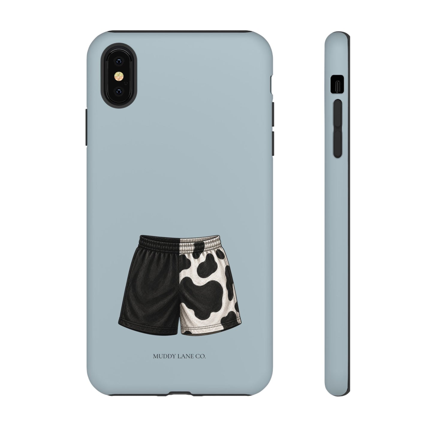 Cow Print Shorts Tough Phone Case in Dusty Blue Matte