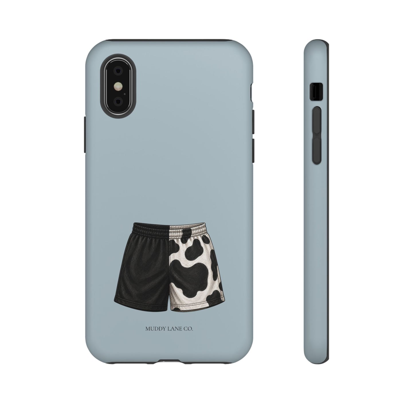 Cow Print Shorts Tough Phone Case in Dusty Blue Matte