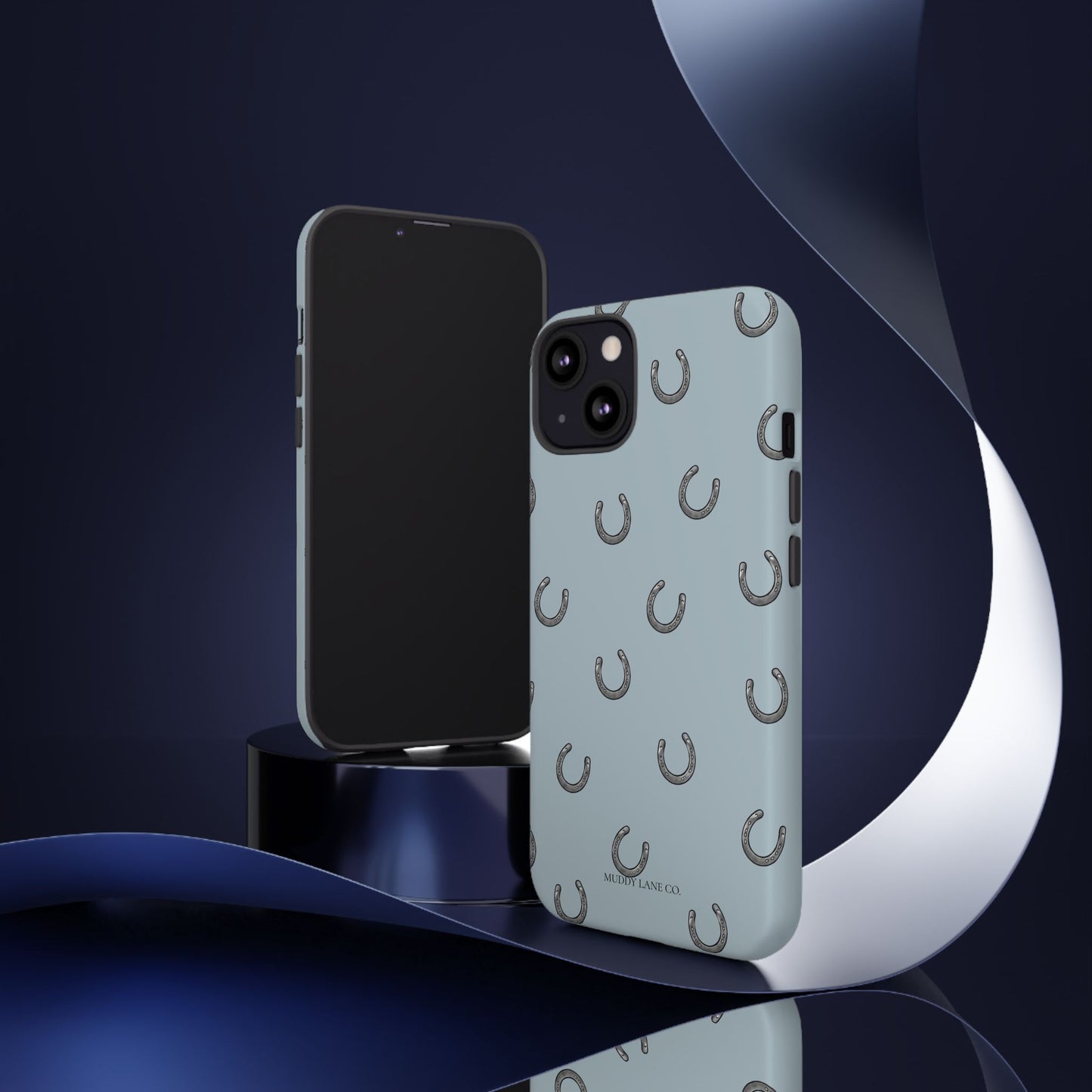 Horseshoe Pattern Tough Phone Case in Dusty Blue Matte