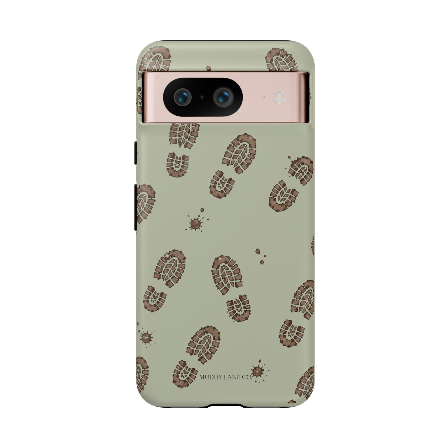 Muddy Boot Print Tough Phone Case in Light Sage Matte