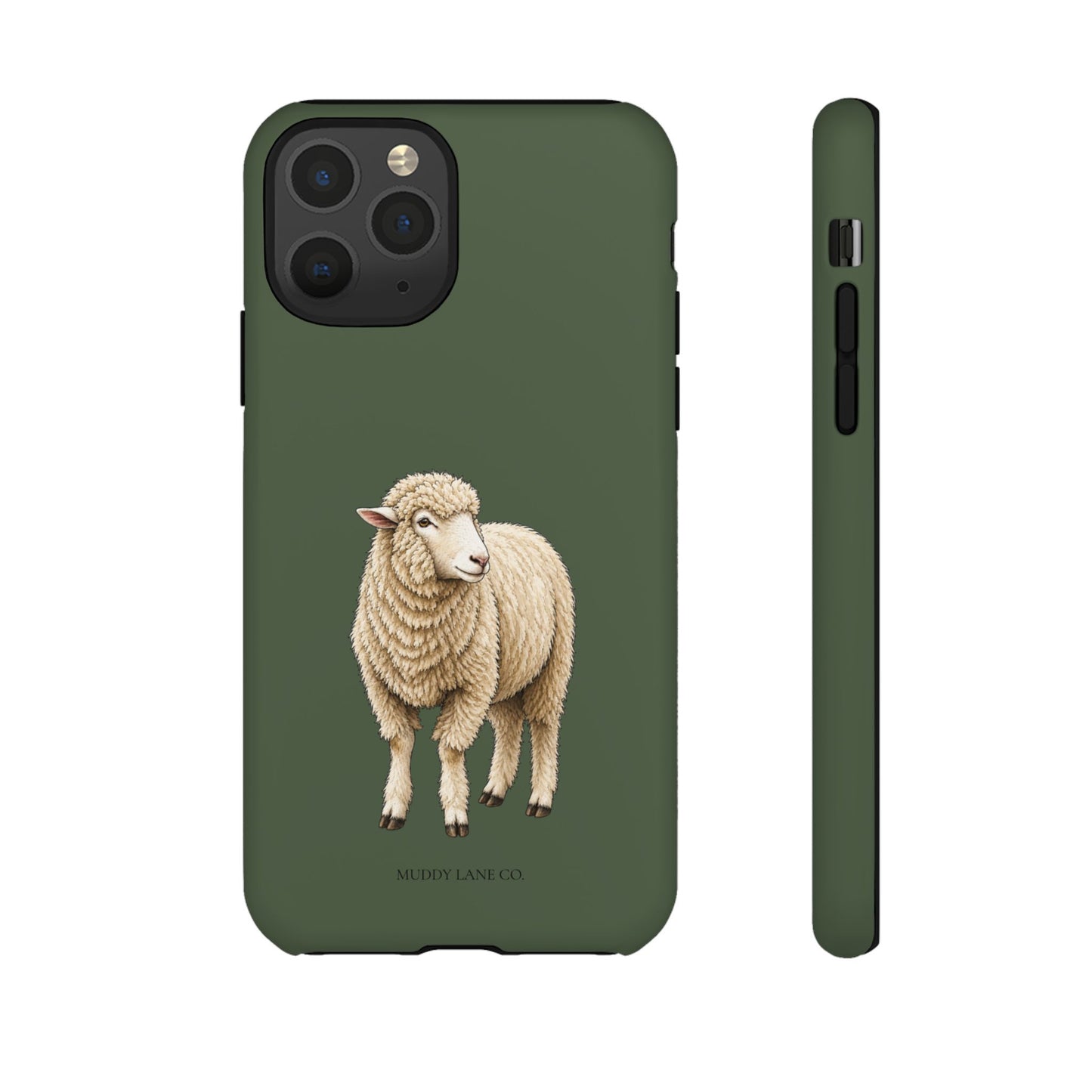 Sheep Tough Phone Case in Forest Green Matte