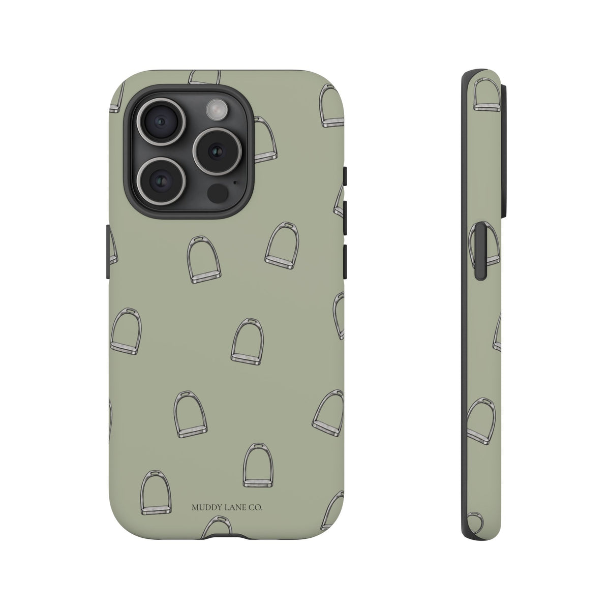 Stirrup Pattern Tough Phone Case in Light Sage Matte