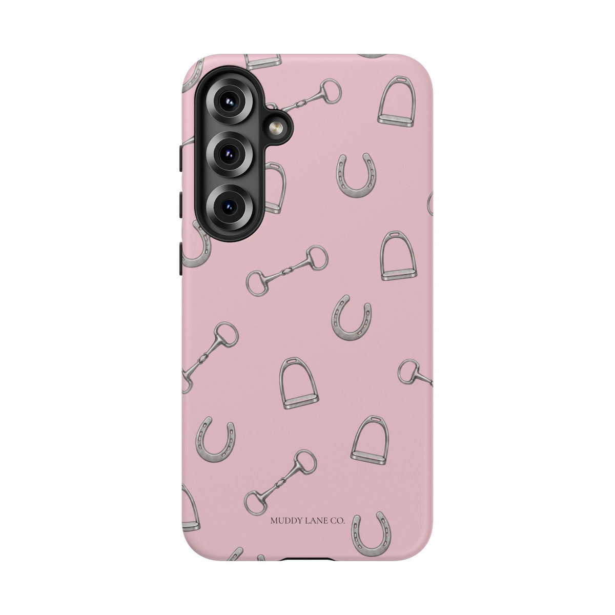 Tack Room Pattern Tough Phone Case in Soft Rosette Pink Matte