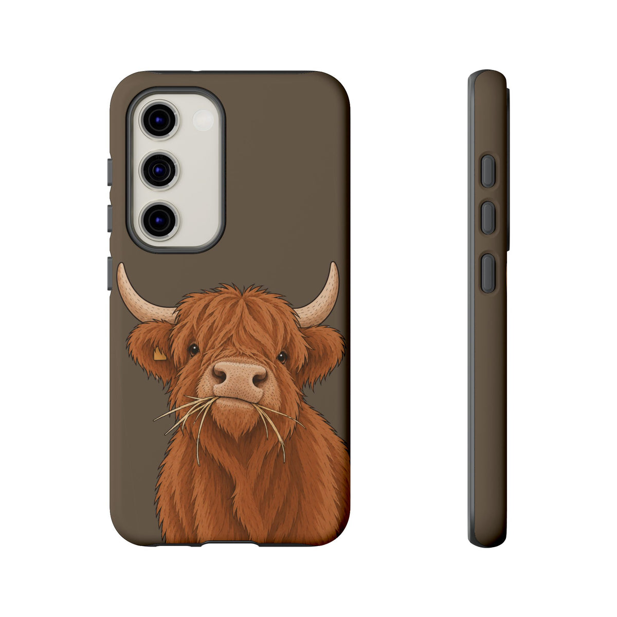 Highland Cow Close-Up Tough Phone Case in Taupe Brown Matte