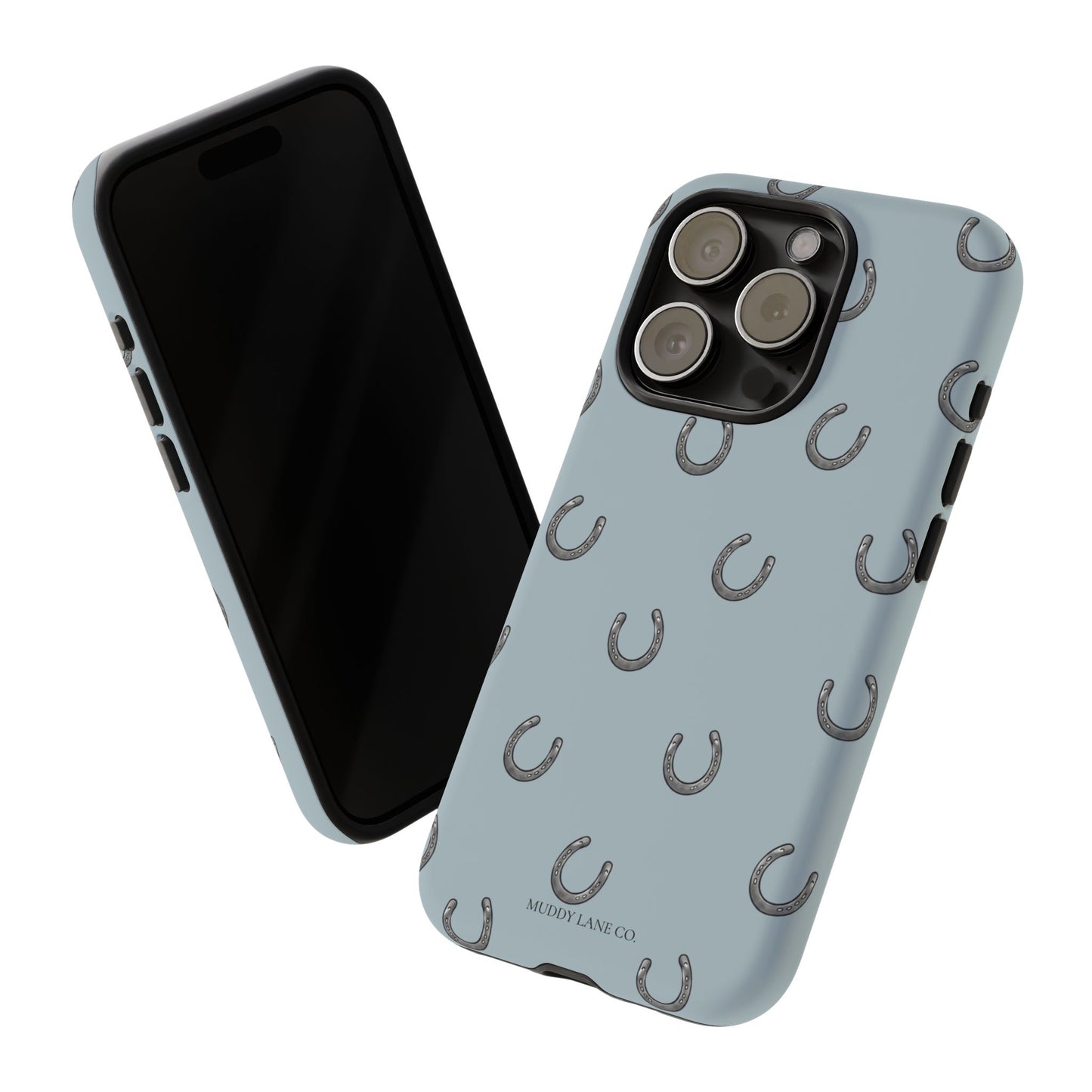 Horseshoe Pattern Tough Phone Case in Dusty Blue Matte