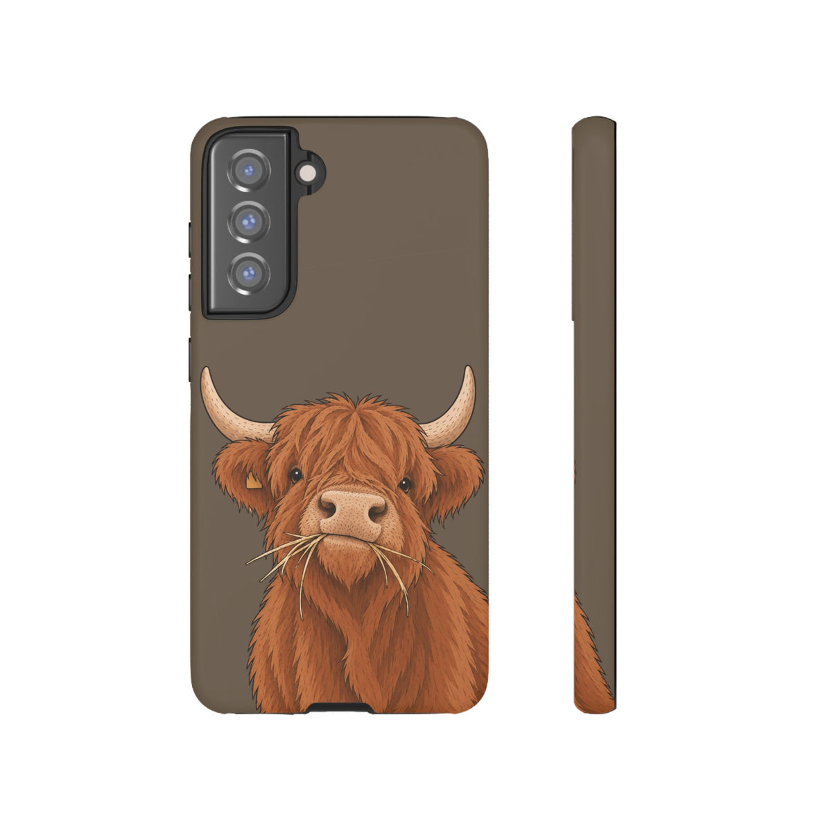 Highland Cow Close-Up Tough Phone Case in Taupe Brown Matte