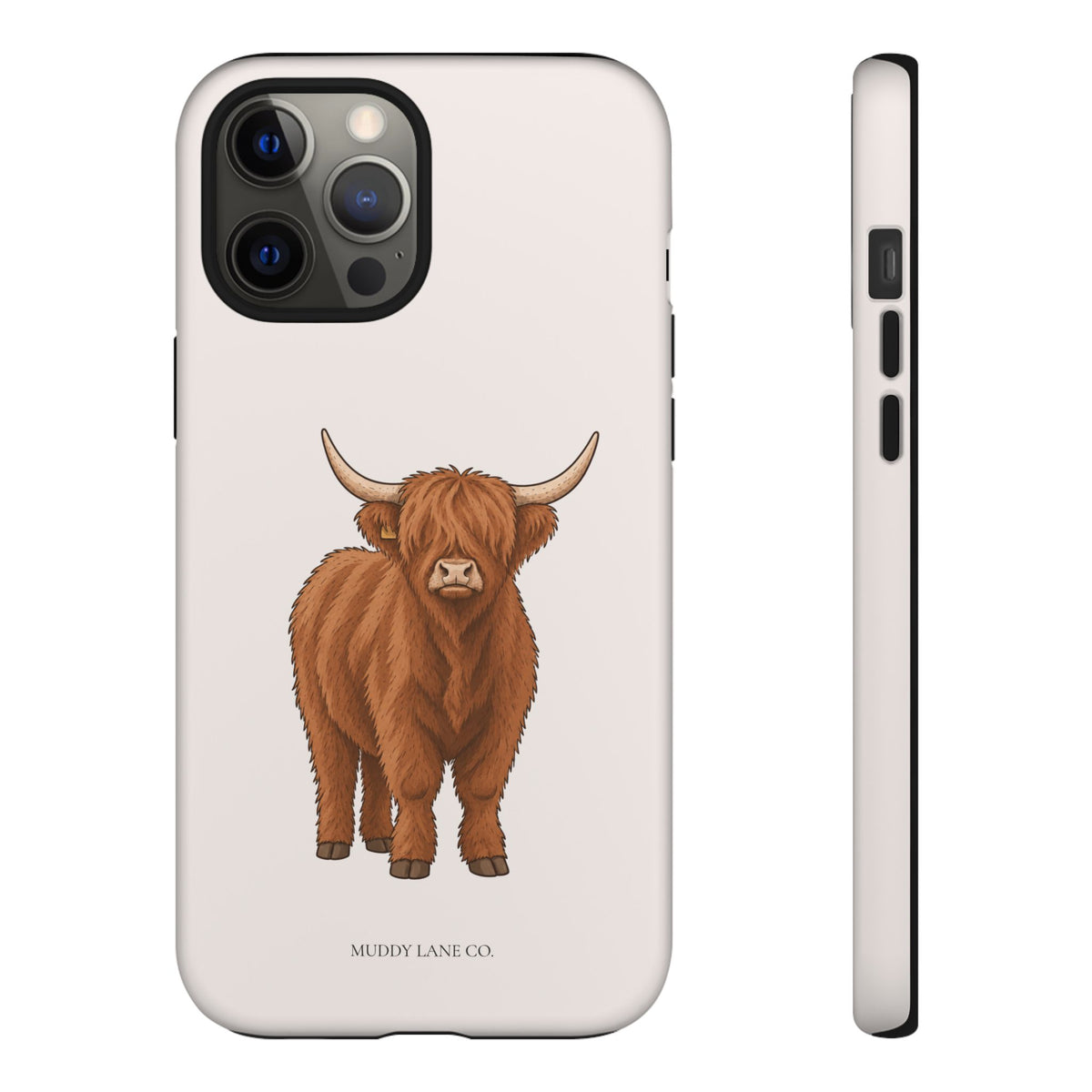 Highland Cow Tough Phone Case in Warm Cream Matte