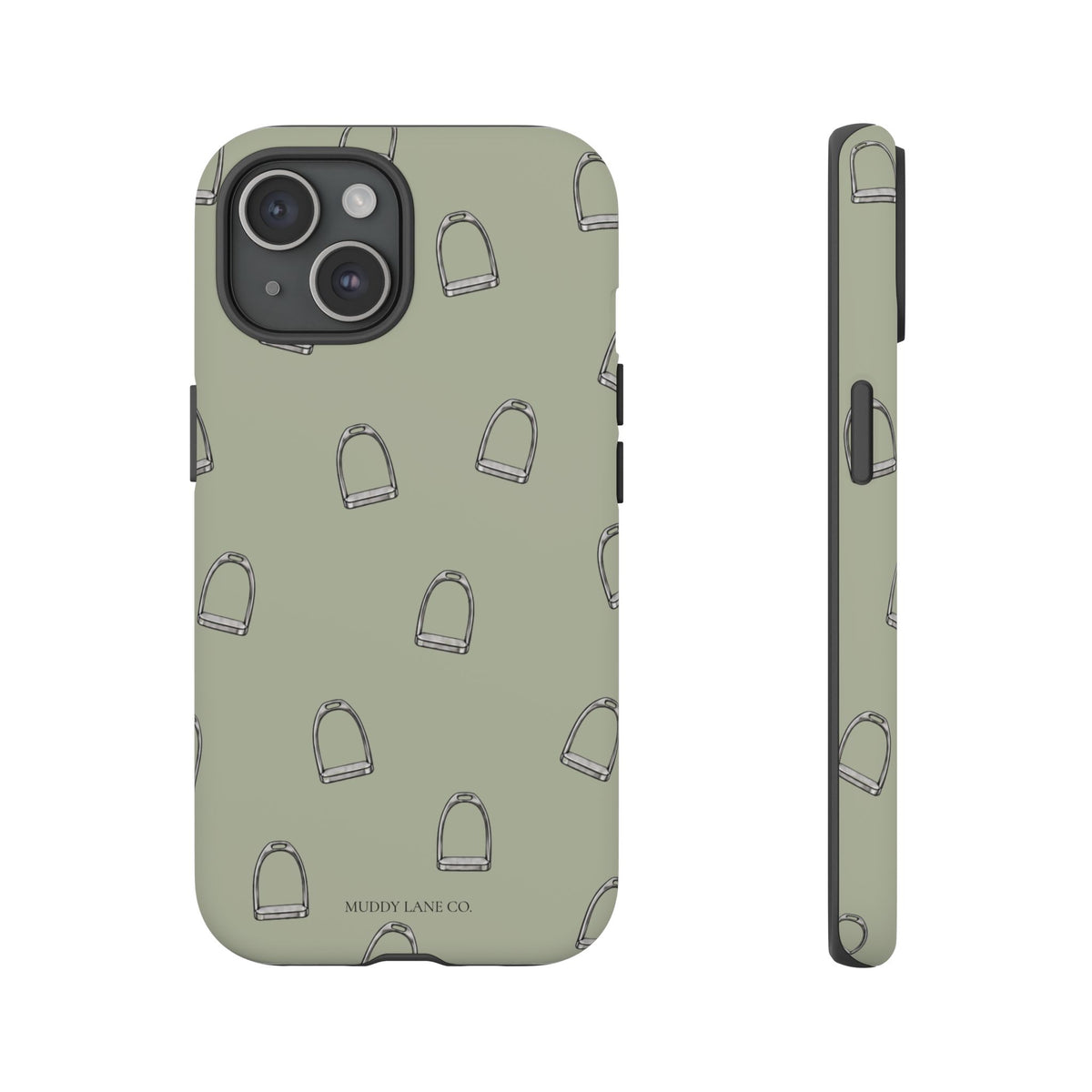 Stirrup Pattern Tough Phone Case in Light Sage Matte