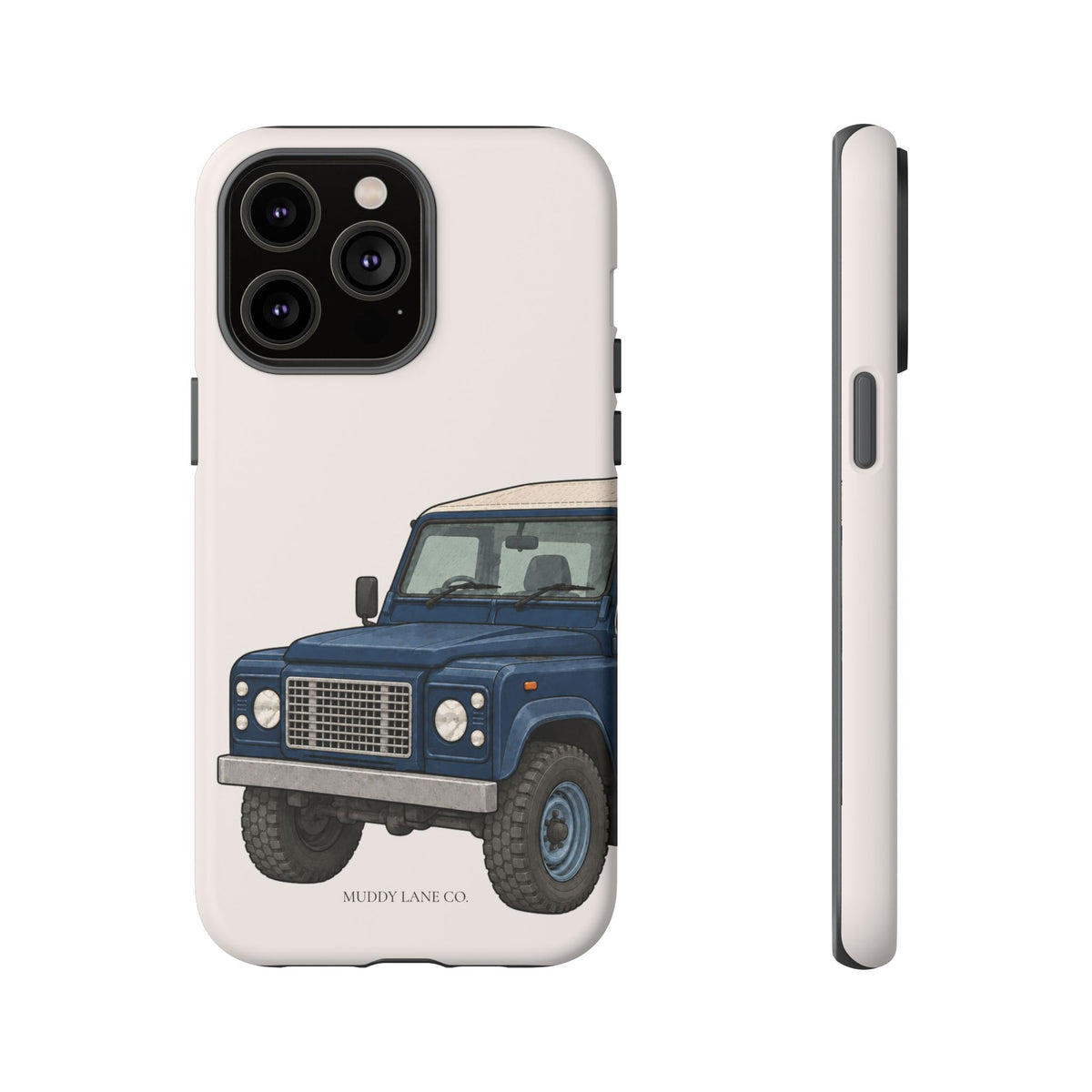 Blue Classic 4x4 Close-Up Tough Phone Case in Warm Cream Matte