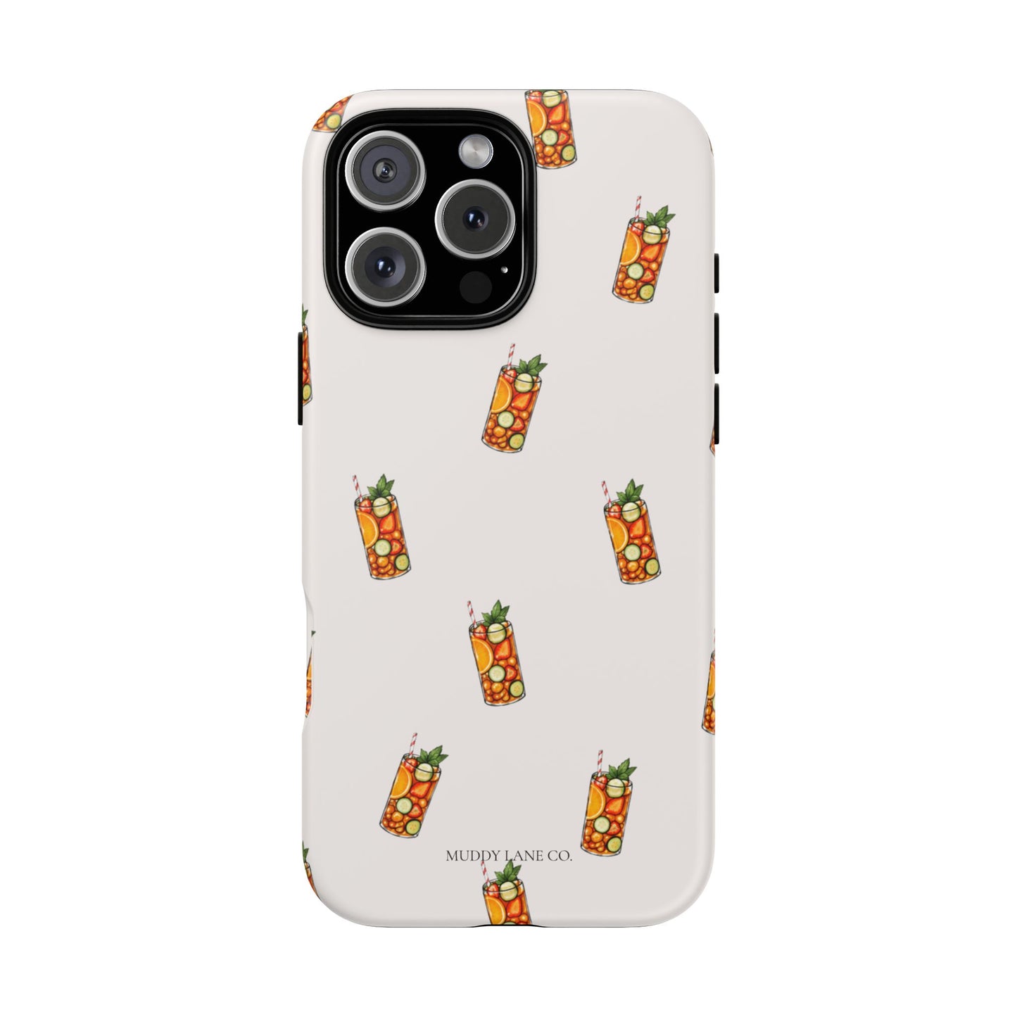 Summer Drink Pattern Tough Phone Case in Warm Cream Matte