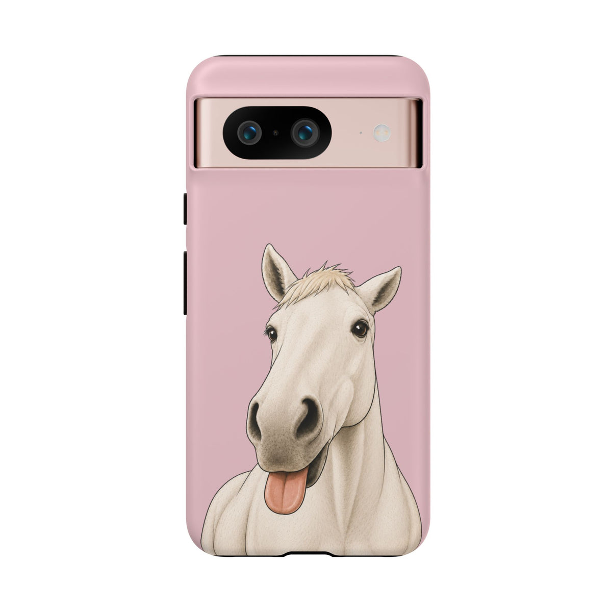 Silly White Horse Tough Phone Case in Soft Rosette Pink Matte