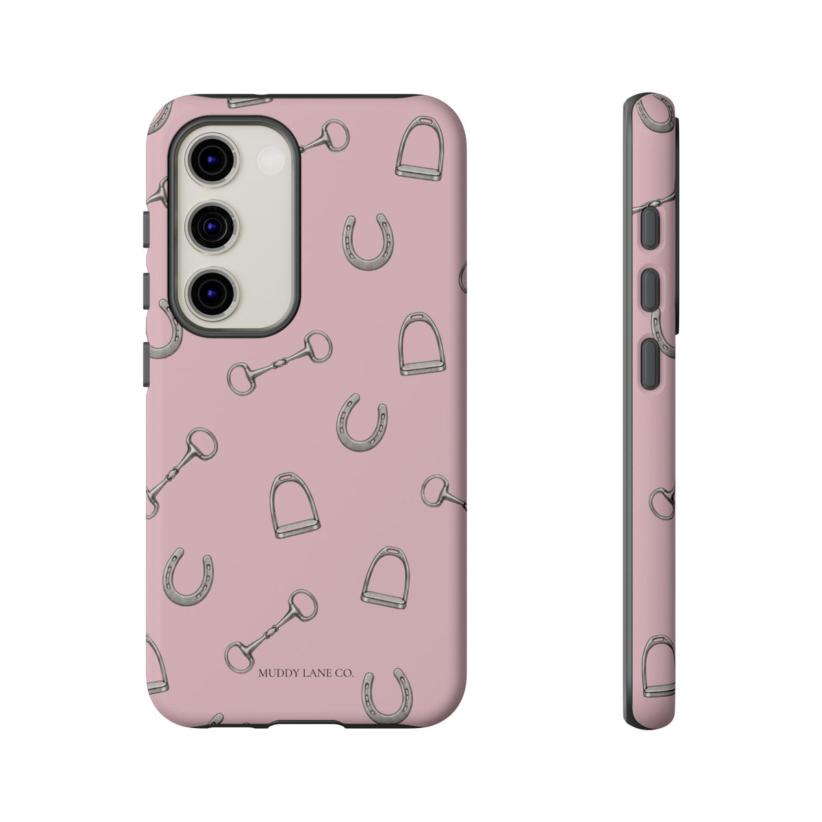 Tack Room Pattern Tough Phone Case in Soft Rosette Pink Matte