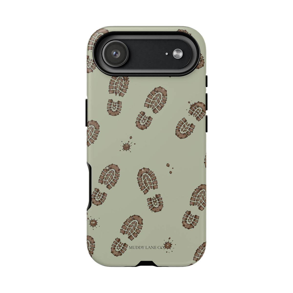 Muddy Boot Print Tough Phone Case in Light Sage Matte
