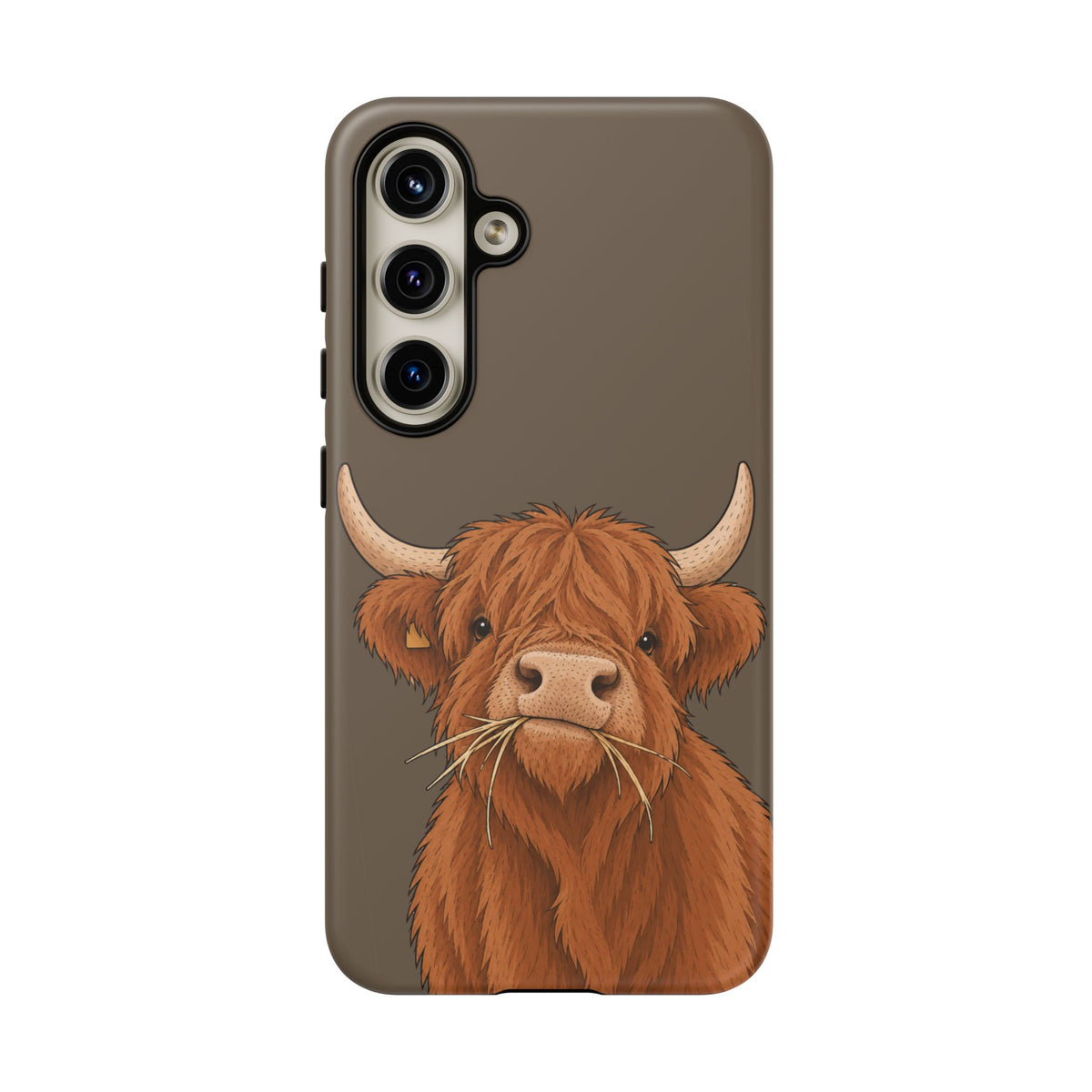 Highland Cow Close-Up Tough Phone Case in Taupe Brown Matte