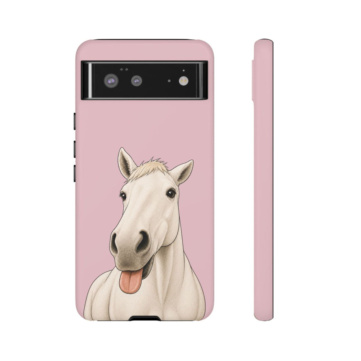 Silly White Horse Tough Phone Case in Soft Rosette Pink Matte