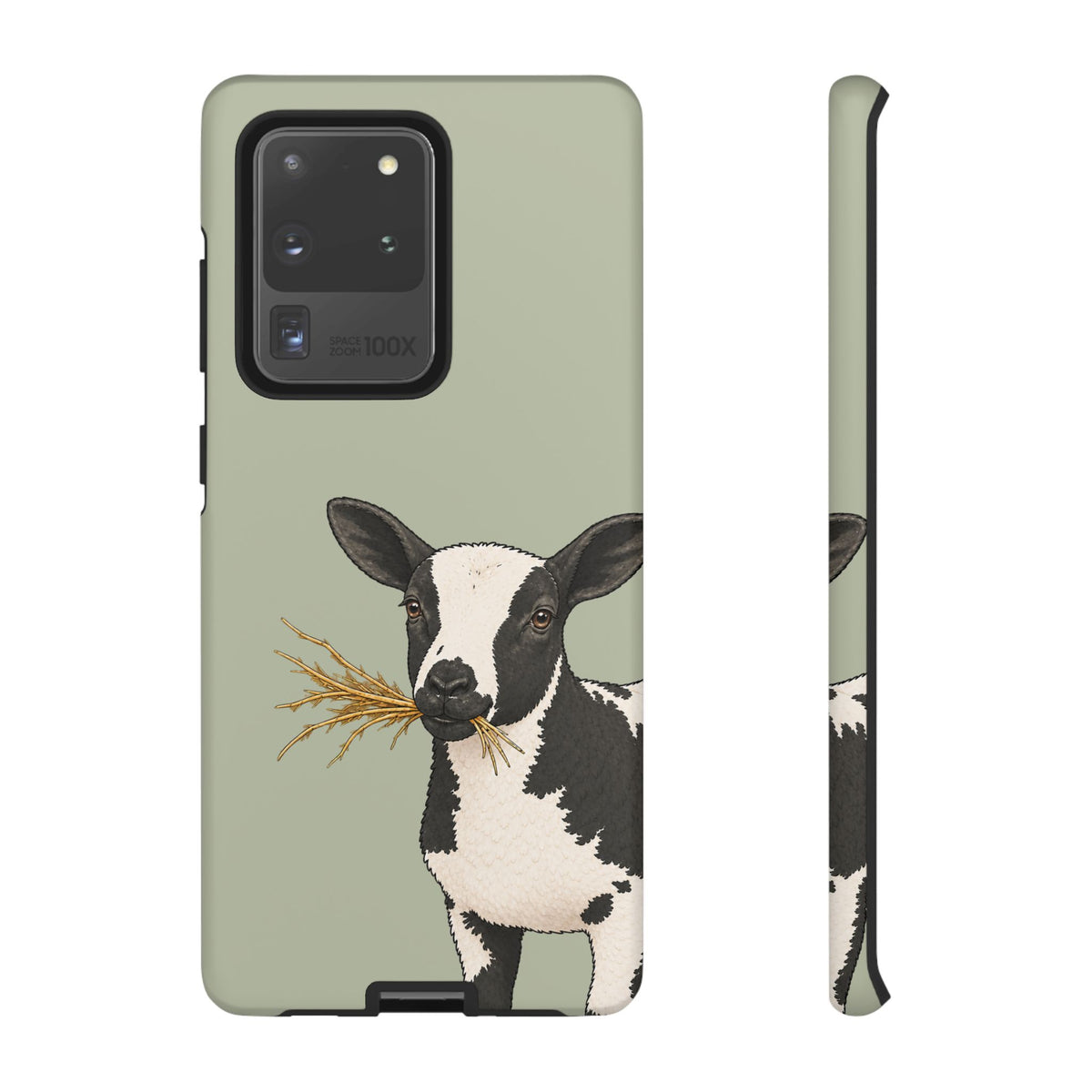 Dutch Spotted Sheep Close-Up Tough Phone Case in Light Sage Matte