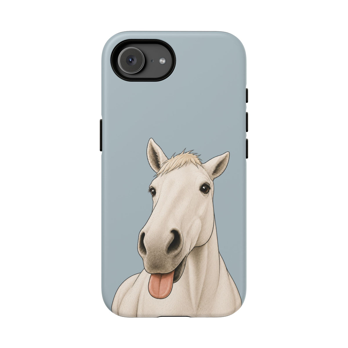 Silly White Horse Tough Phone Case in Dusty Blue Matte