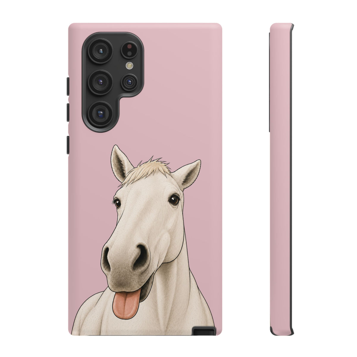Silly White Horse Tough Phone Case in Soft Rosette Pink Matte