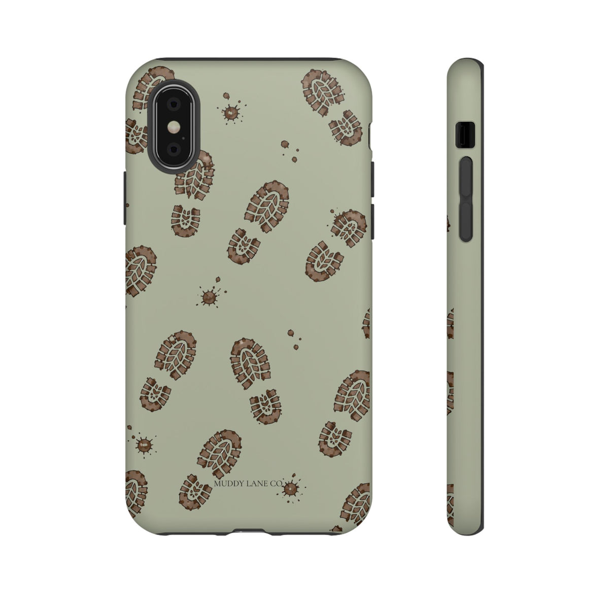 Muddy Boot Print Tough Phone Case in Light Sage Matte