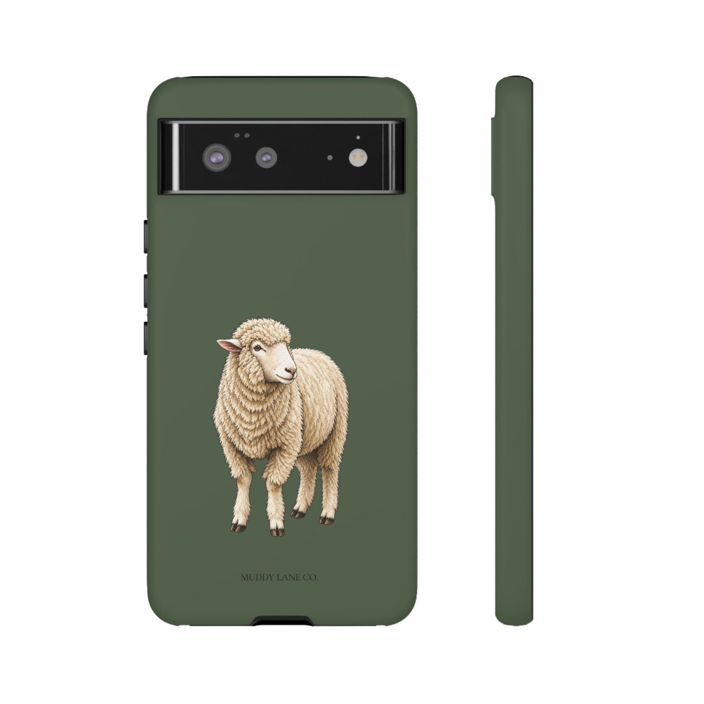 Sheep Tough Phone Case in Forest Green Matte