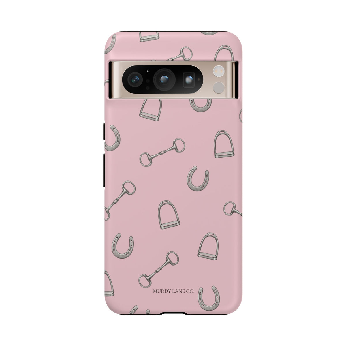 Tack Room Pattern Tough Phone Case in Soft Rosette Pink Matte