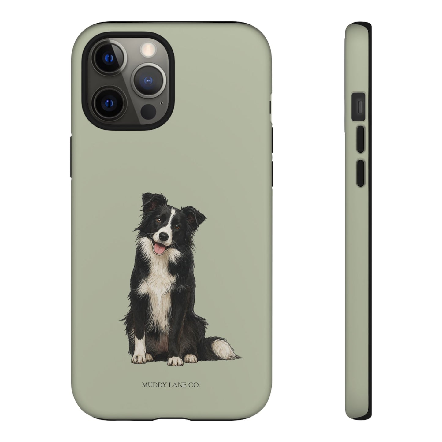 Border Collie Tough Phone Case in Light Sage Matte