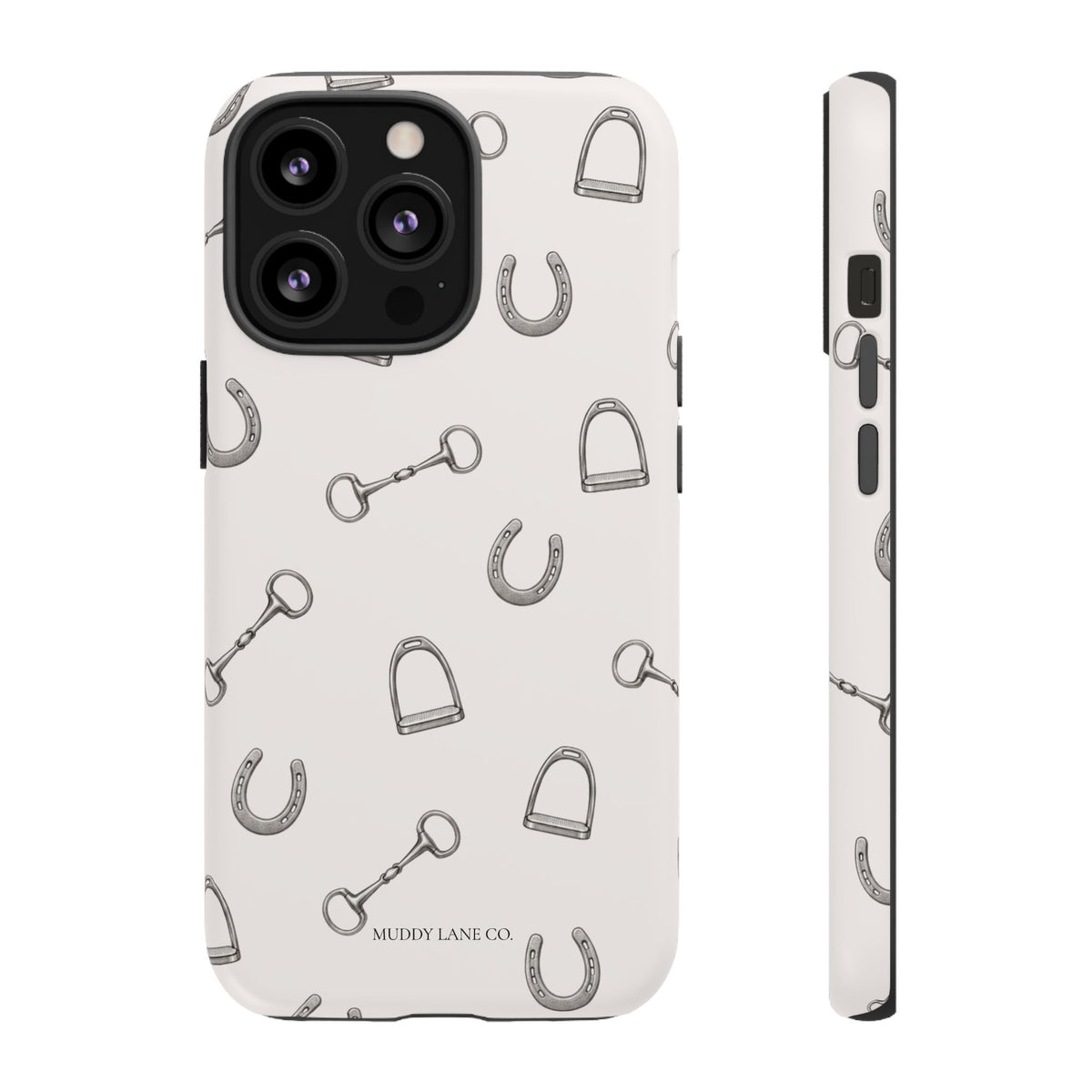 Tack Room Pattern Tough Phone Case in Warm Cream Matte