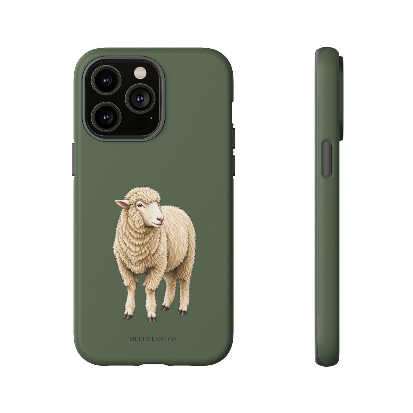 Sheep Tough Phone Case in Forest Green Matte