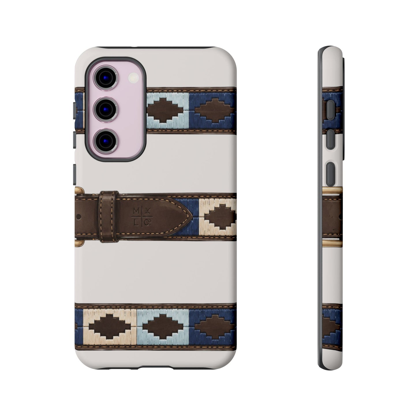 Country Belt Pattern Tough Phone Case in Warm Cream Matte