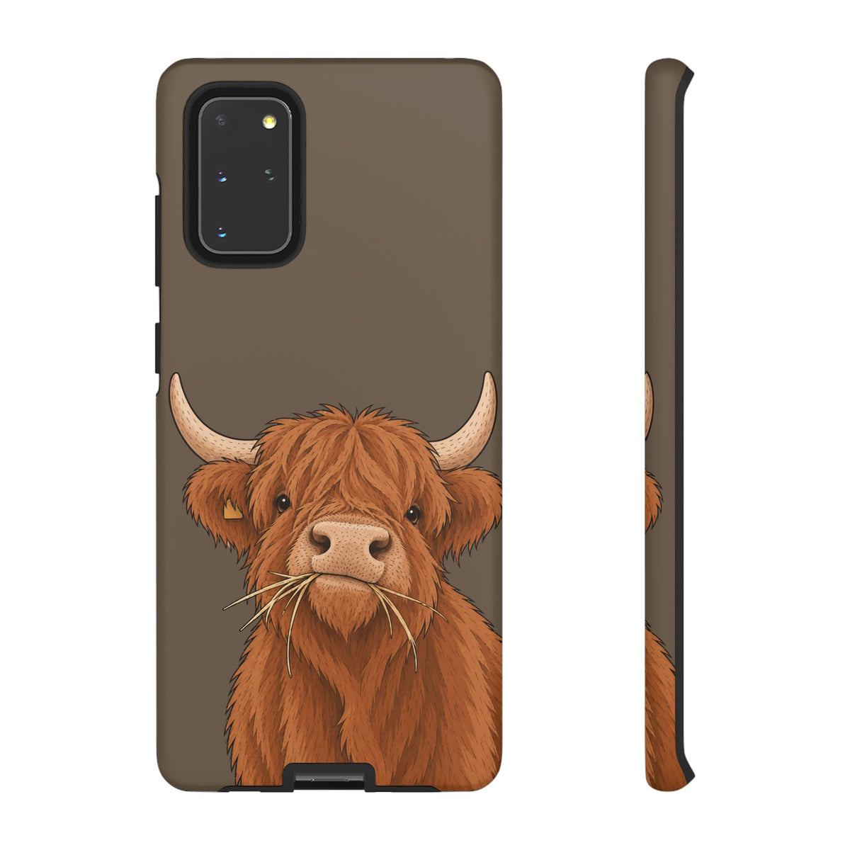 Highland Cow Close-Up Tough Phone Case in Taupe Brown Matte