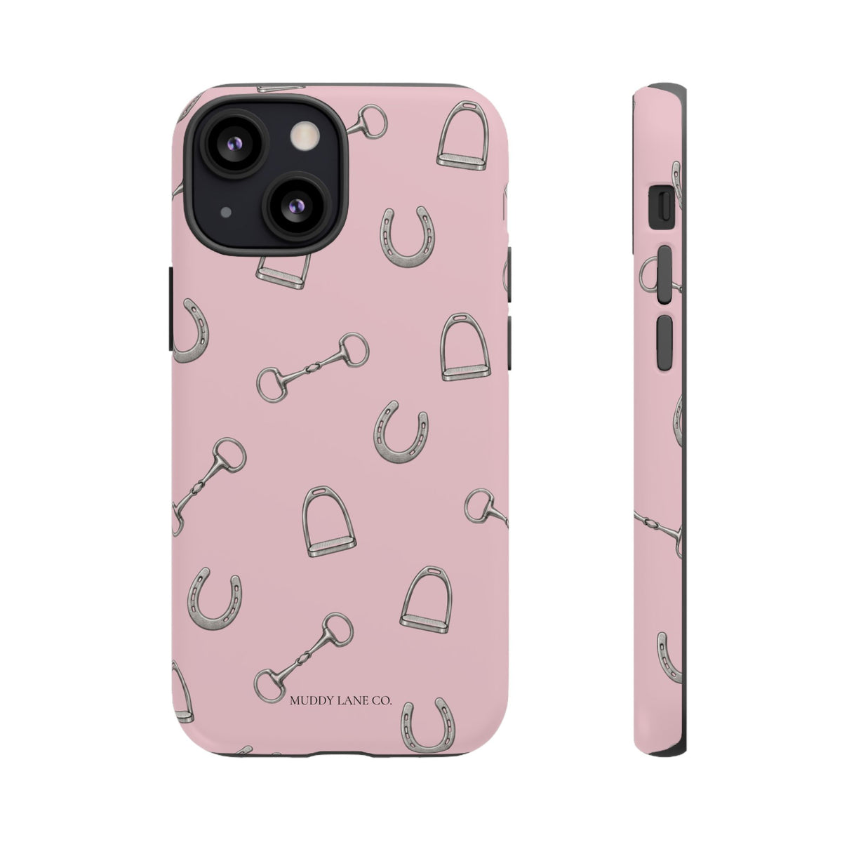 Tack Room Pattern Tough Phone Case in Soft Rosette Pink Matte