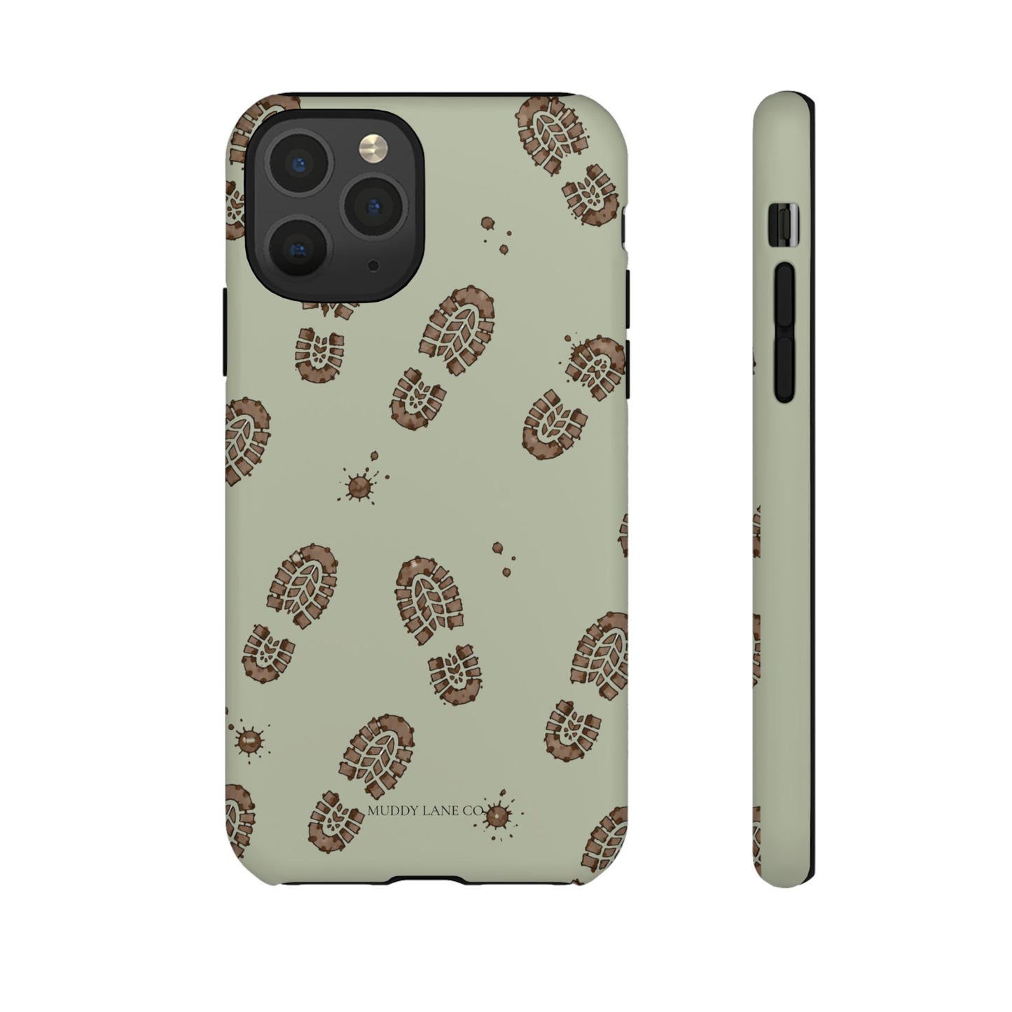 Muddy Boot Print Tough Phone Case in Light Sage Matte