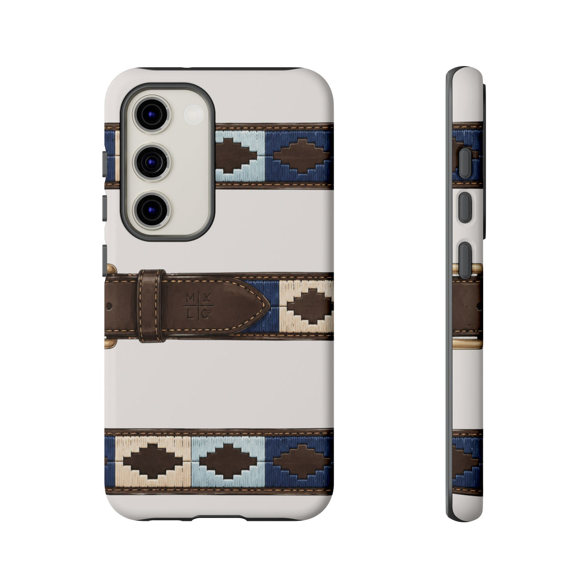 Country Belt Pattern Tough Phone Case in Warm Cream Matte