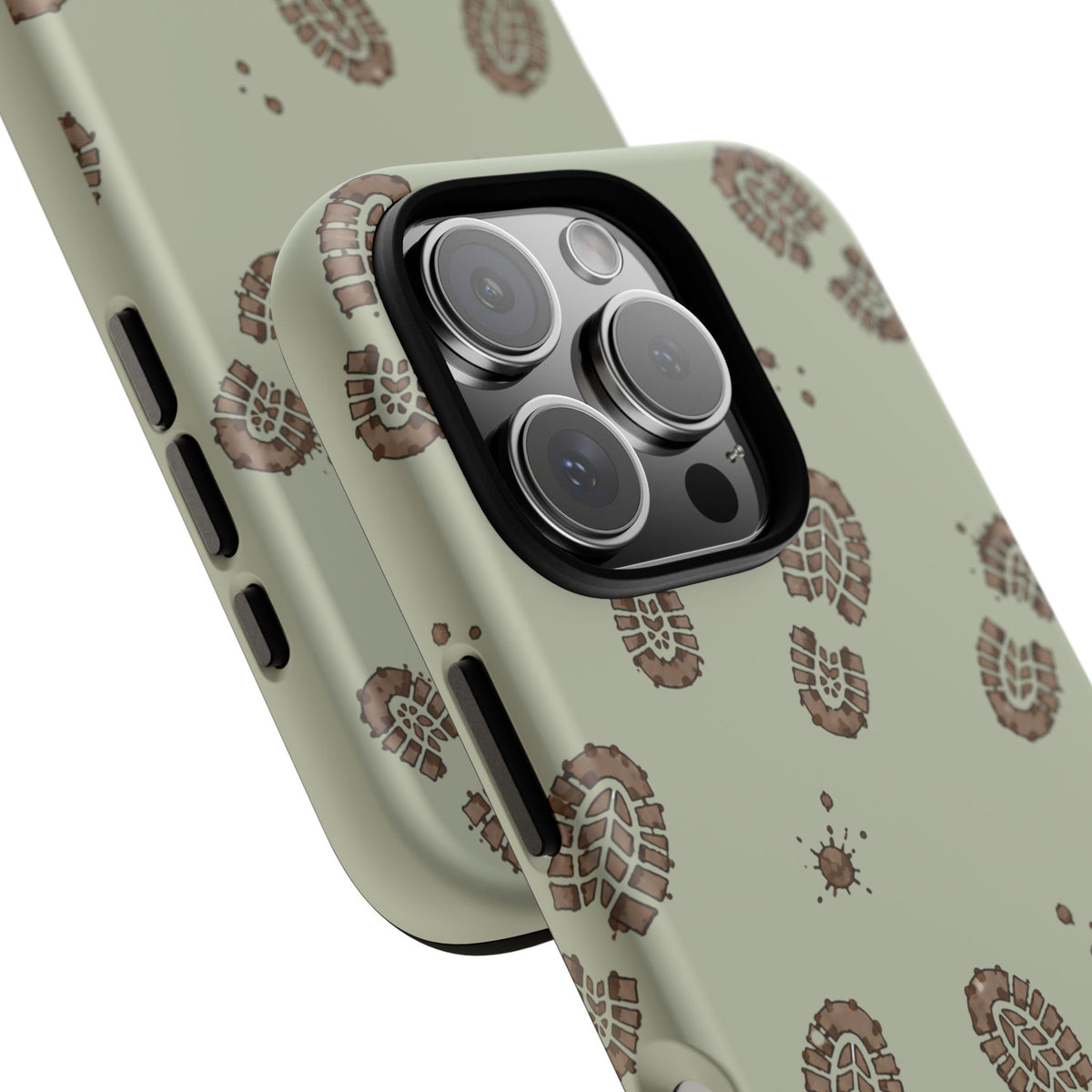Muddy Boot Print Tough Phone Case in Light Sage Matte