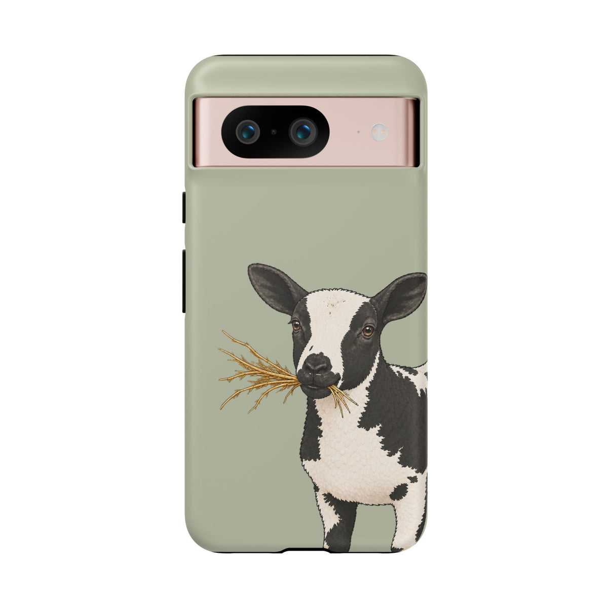 Dutch Spotted Sheep Close-Up Tough Phone Case in Light Sage Matte