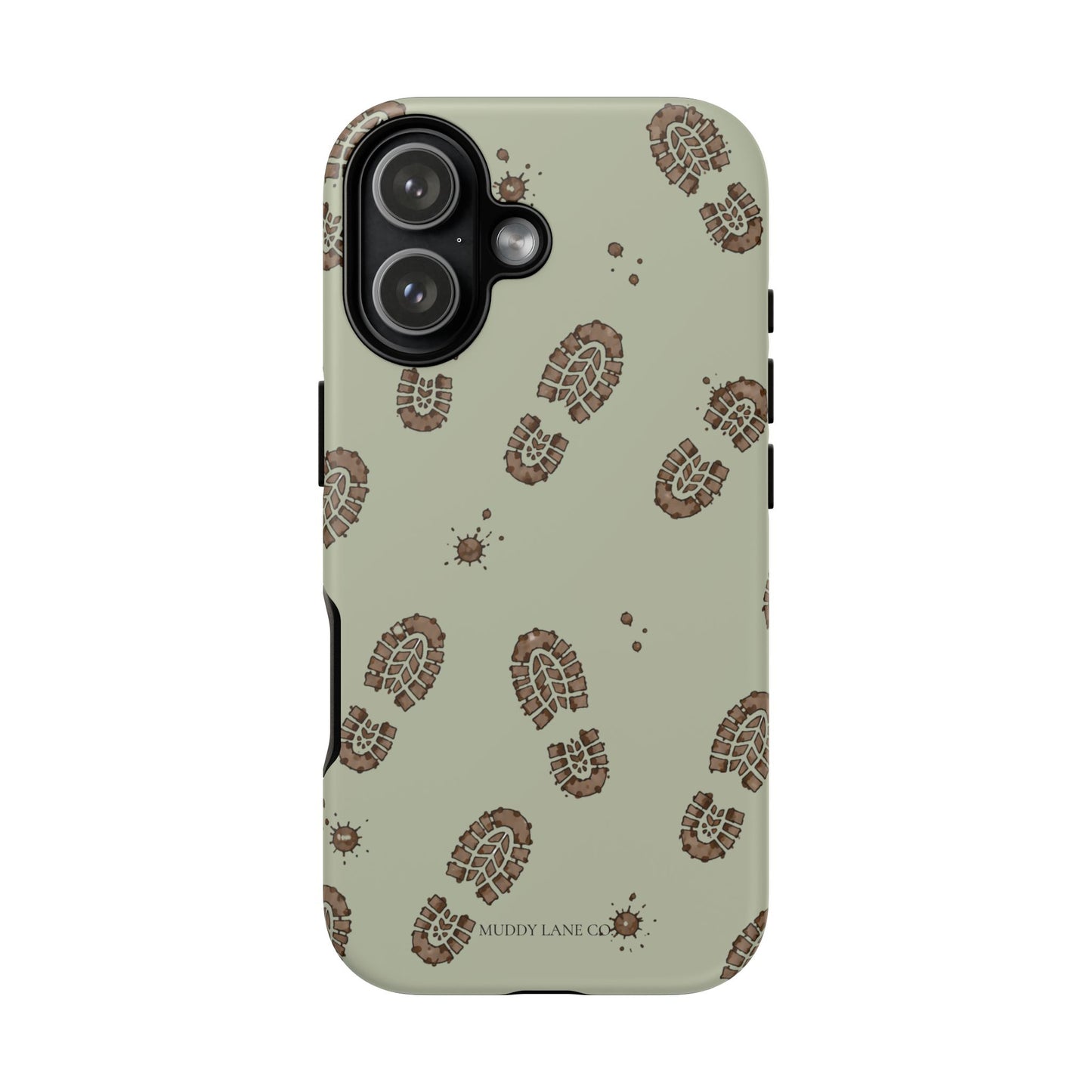 Muddy Boot Print Tough Phone Case in Light Sage Matte