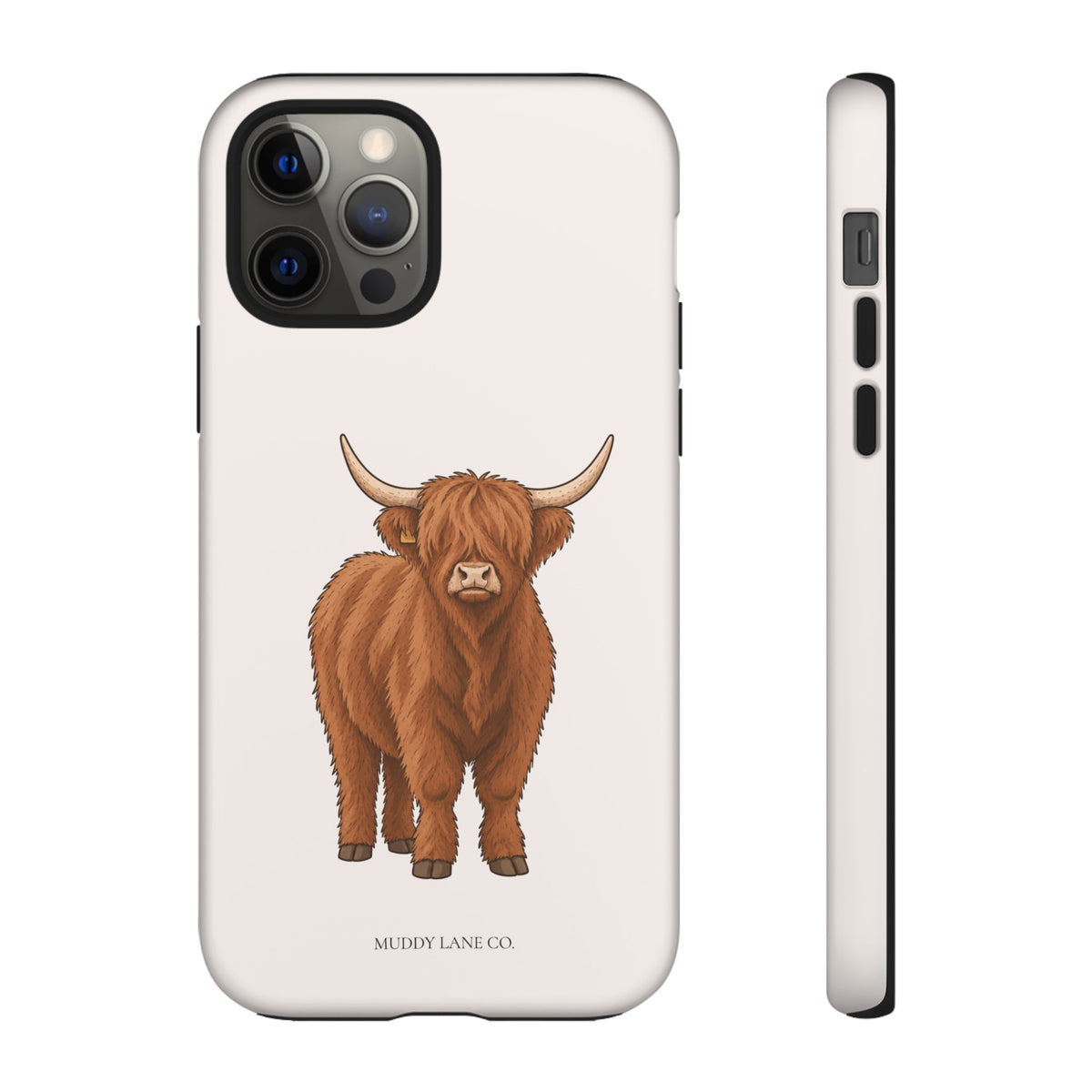 Highland Cow Tough Phone Case in Warm Cream Matte