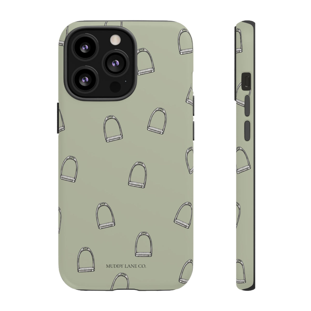 Stirrup Pattern Tough Phone Case in Light Sage Matte