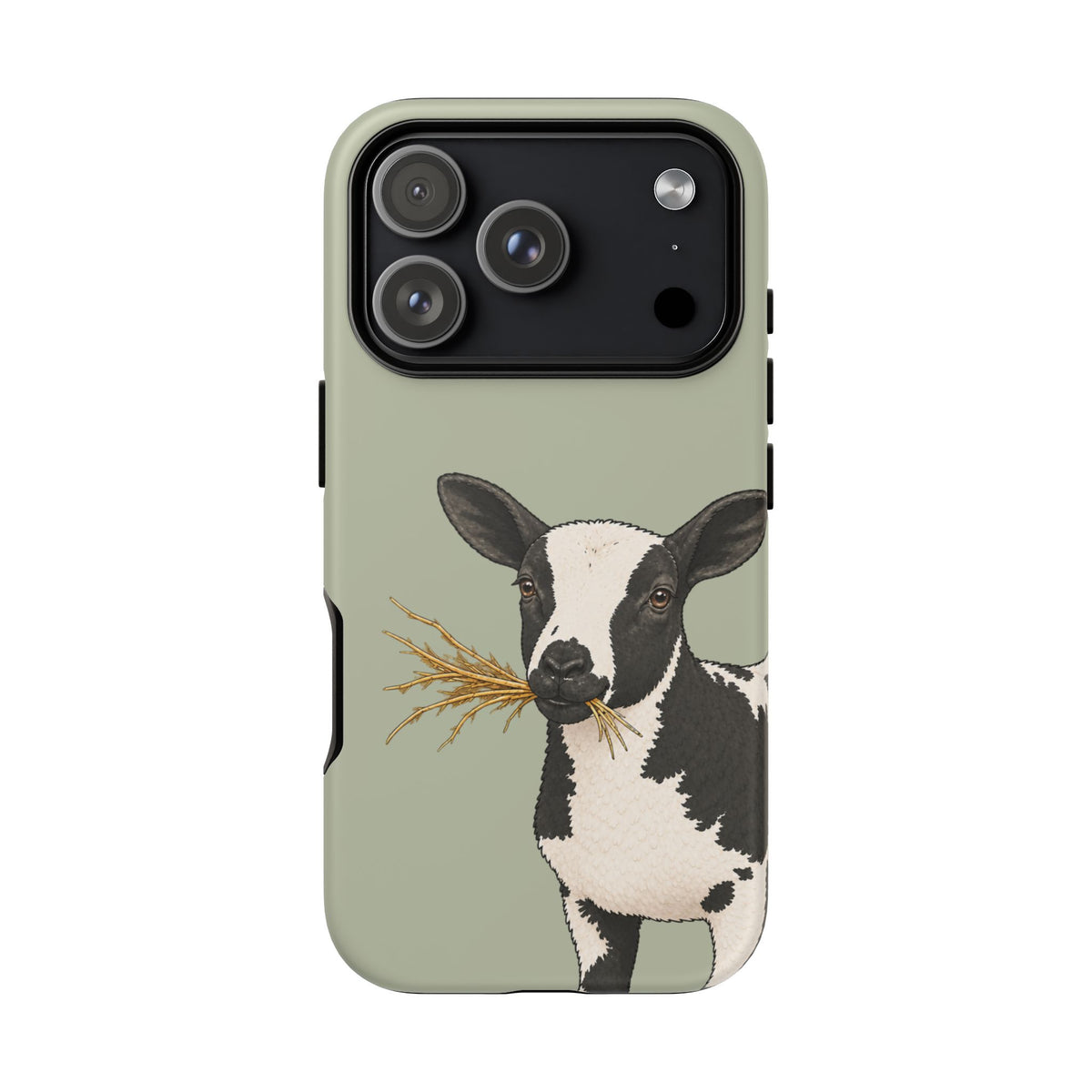 Dutch Spotted Sheep Close-Up Tough Phone Case in Light Sage Matte